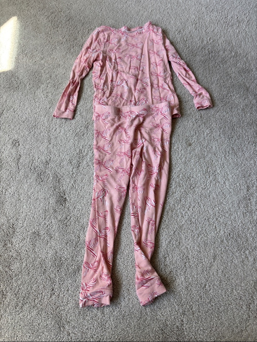 Pink Chicken Pink Candy Cane Print Kids Pajama Set